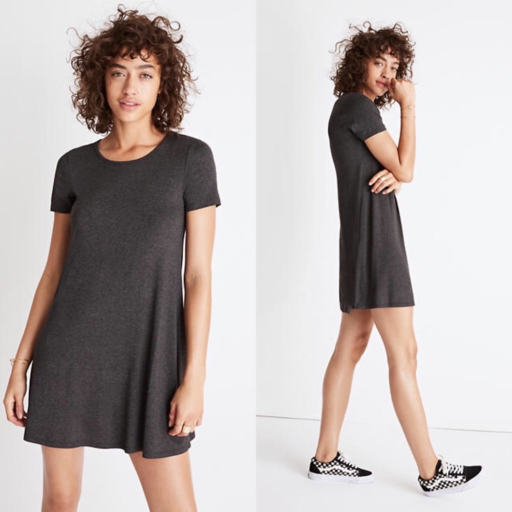MADEWELL Swingy Tee Dress in Heathered Charcoal - Picture 6 of 6